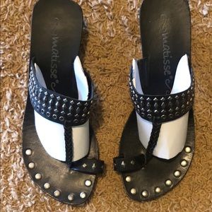 Matisse Black Leather Studded Sandals 7.5M